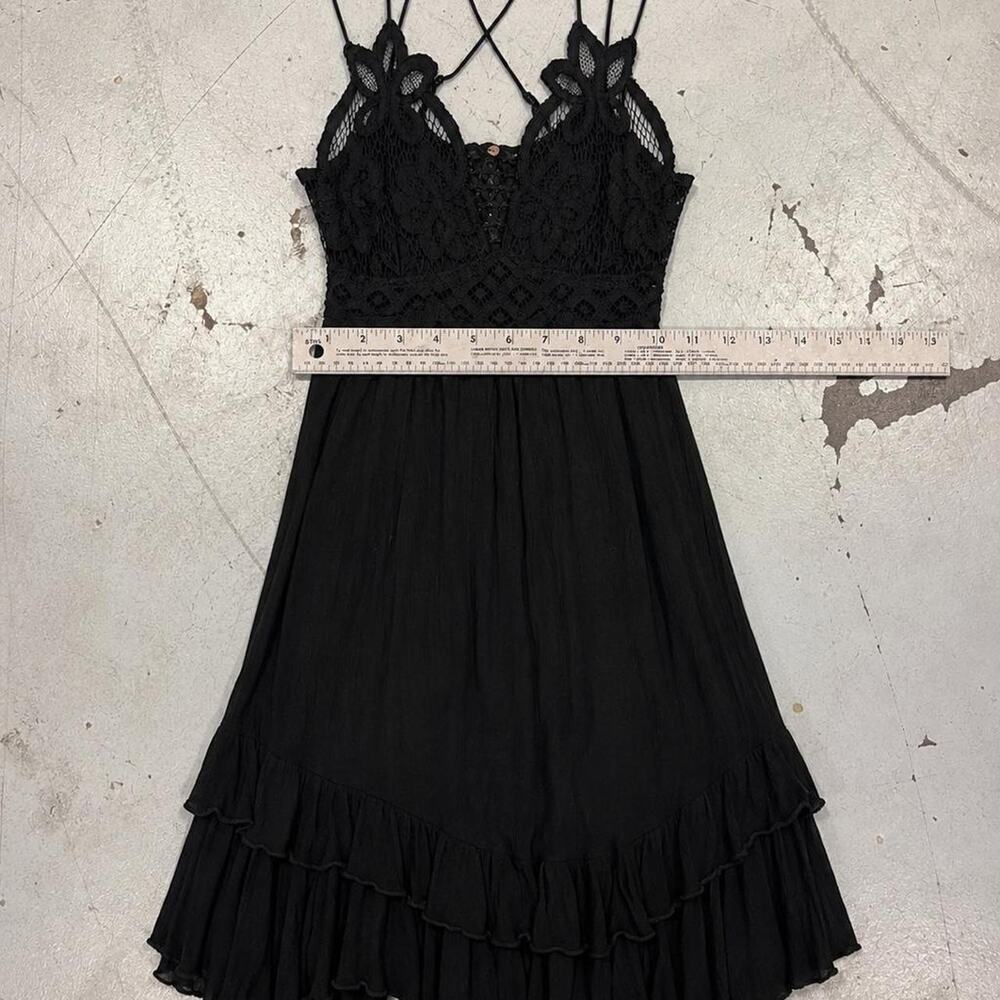Free People Black Lace Crochet Mini Dress XS - Picture 6 of 6